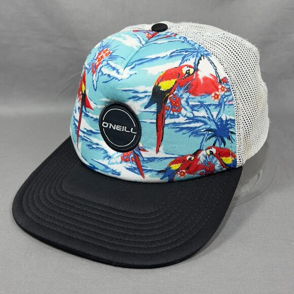 O'Neill Summer Paradise Snapback Cap Hat Trucker Mesh Outdoor Hawaiian Bird Mens - Picture 1 of 16